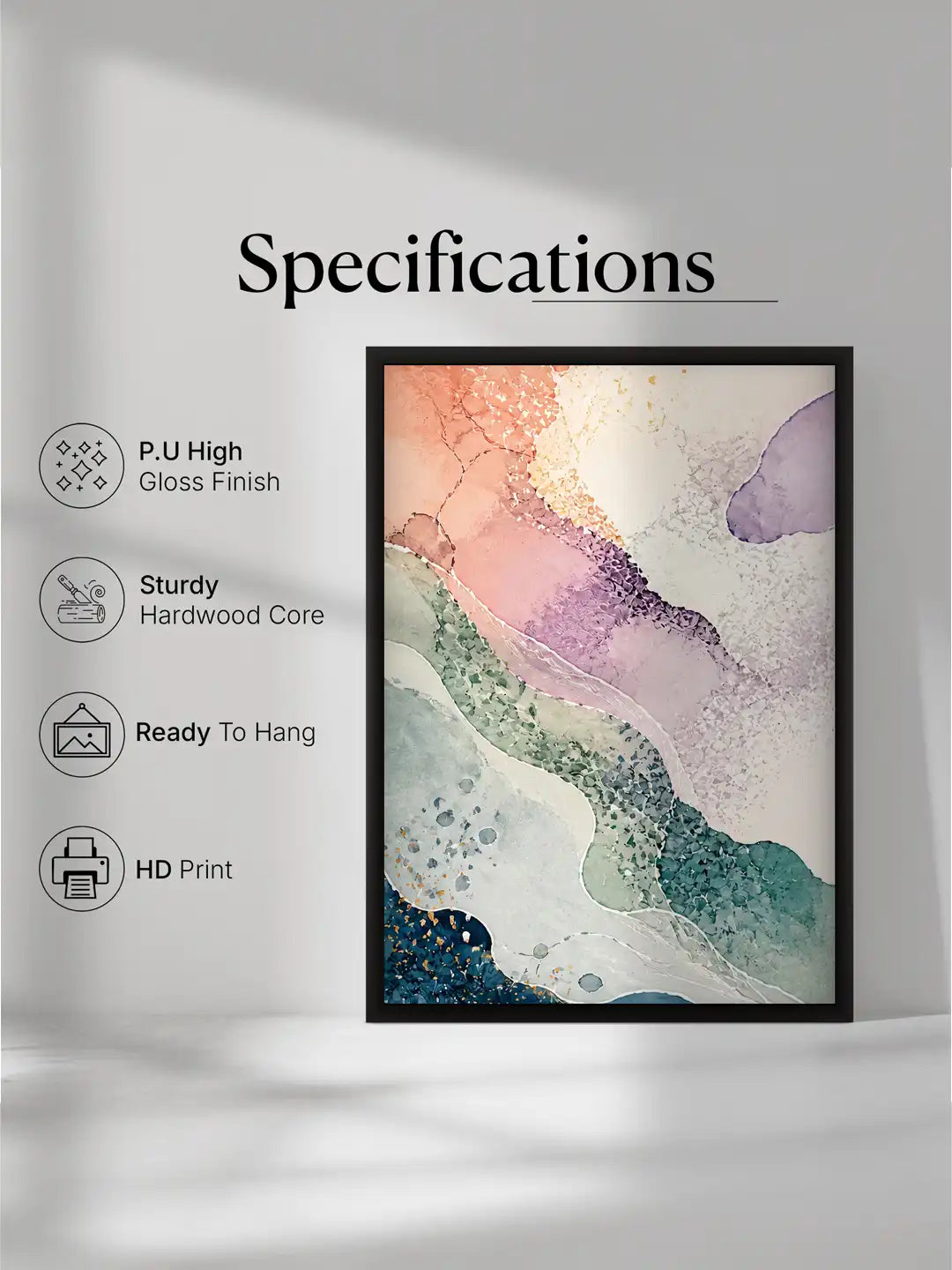 Abstract Watercolor Art - Nature Fluidity Organic Forms - Black Wooden Wall Frames - Organic Luxe - Spaces Unhooked